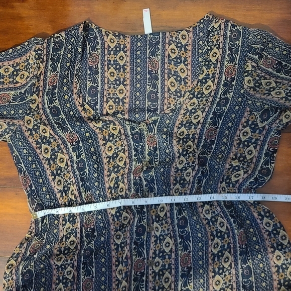 Xhilaration Blue Cream Sundress/Maxi dress with Flutter Sleeves - Picture 9 of 11